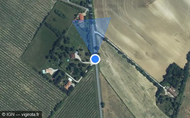 Vue satellite de l'emplacement du radar tourelle à Palleville sur Route de Puylaurens / D 84