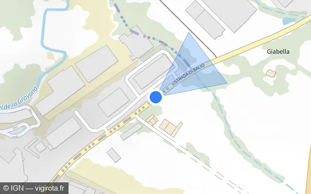 Vue plan de l'emplacement du radar tourelle à Afa sur Strada di Baliò / T 22