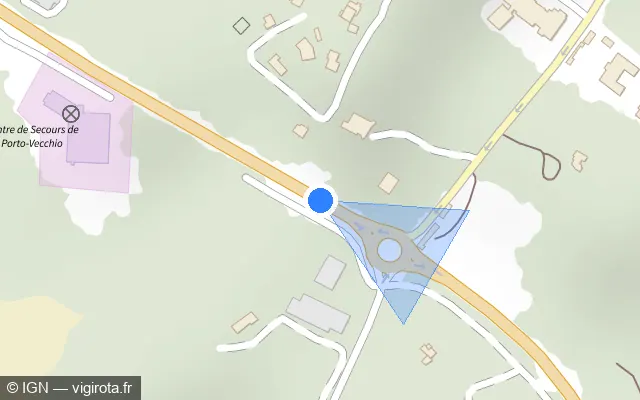 Vue plan de l'emplacement du radar tourelle à Porto-Vecchio sur Rocade de Porto-Vecchio / T 10