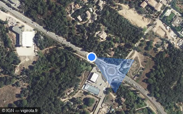 Vue satellite de l'emplacement du radar tourelle à Porto-Vecchio sur Rocade de Porto-Vecchio / T 10