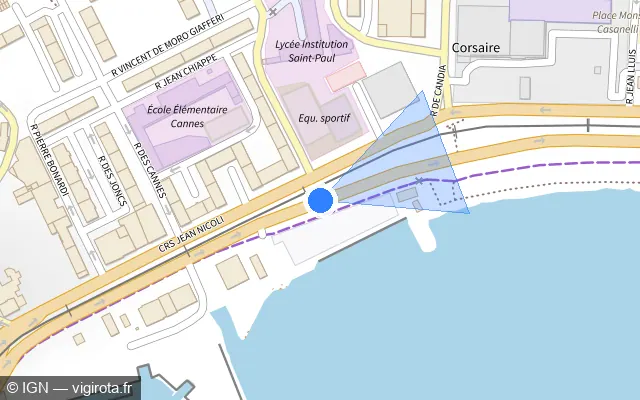 Vue plan de l'emplacement du radar tourelle à Ajaccio sur Boulevard Charles Bonaparte / T 21