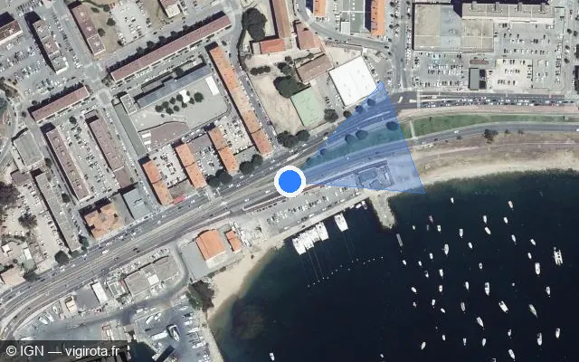 Vue satellite de l'emplacement du radar tourelle à Ajaccio sur Boulevard Charles Bonaparte / T 21