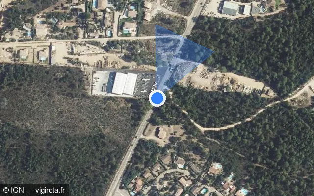Vue satellite de l'emplacement du radar tourelle à Lecci sur Territoriale 10 / T 10