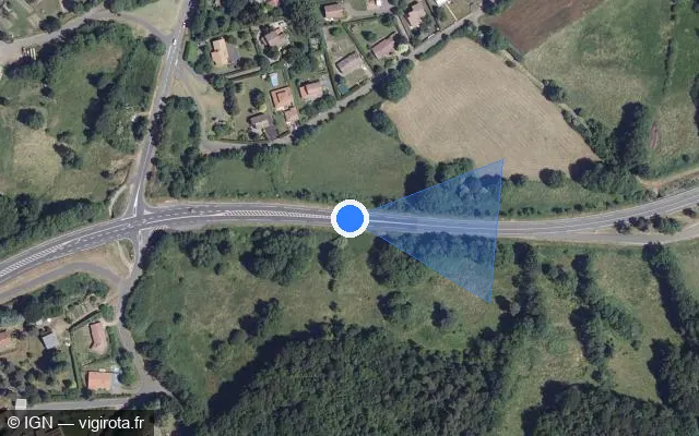 Vue satellite de l'emplacement du radar tourelle à Saint-Genès-Champanelle sur D 2089
