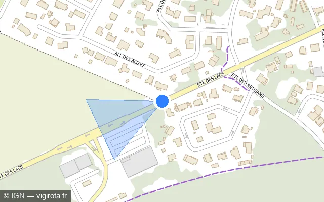 Vue plan de l'emplacement du radar tourelle à Aureilhan sur Route des Lacs / D 626