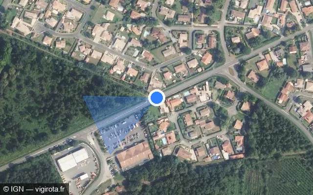 Vue satellite de l'emplacement du radar tourelle à Aureilhan sur Route des Lacs / D 626