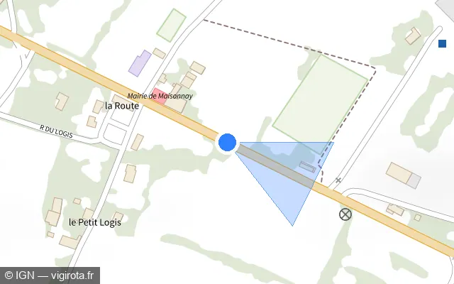 Vue plan de l'emplacement du radar tourelle à Maisonnay sur D 948