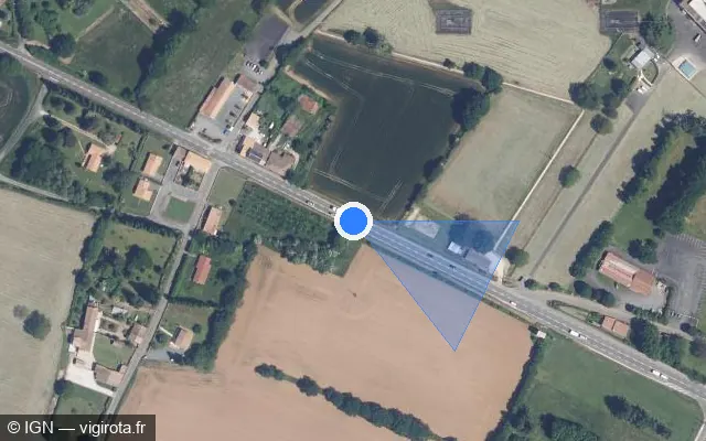 Vue satellite de l'emplacement du radar tourelle à Maisonnay sur D 948