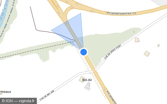 Vue plan de l'emplacement du radar tourelle à Marennes-Hiers-Brouage sur D 728