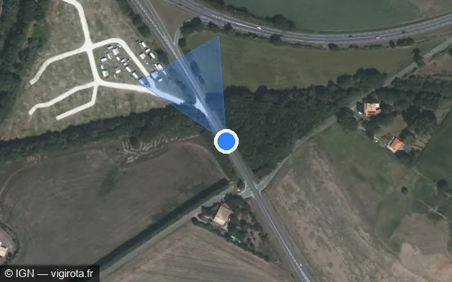 Vue satellite de l'emplacement du radar tourelle à Marennes-Hiers-Brouage sur D 728