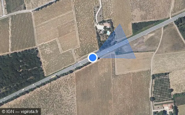 Vue satellite de l'emplacement du radar tourelle à Estézargues sur N 100