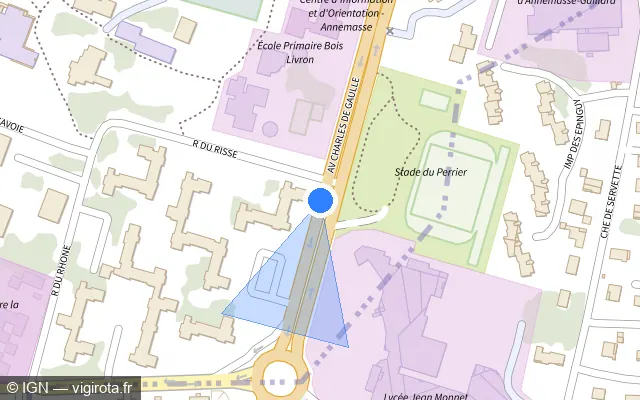Vue plan de l'emplacement du radar tourelle à Annemasse sur Avenue Charles de Gaulle