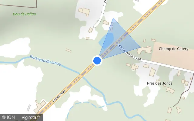 Vue plan de l'emplacement du radar tourelle à Les Artigues-de-Lussac sur Route de Lyon / D 1089