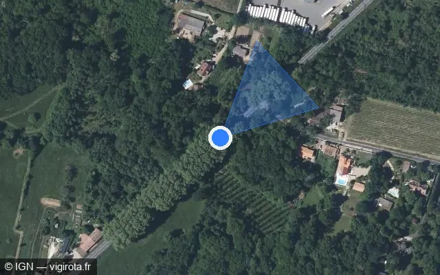 Vue satellite de l'emplacement du radar tourelle à Les Artigues-de-Lussac sur Route de Lyon / D 1089