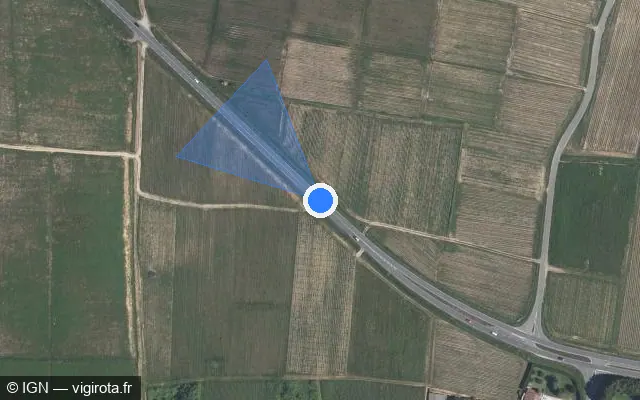 Vue satellite de l'emplacement du radar tourelle à Saint-Laurent-Médoc sur Avenue du Médoc / D 1215