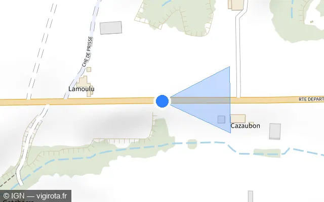Vue plan de l'emplacement du radar tourelle à Biaudos sur D 817