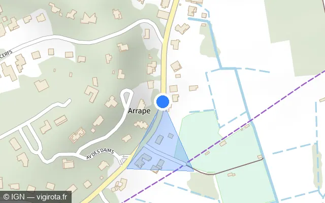 Vue plan de l'emplacement du radar tourelle à Soorts-Hossegor sur Avenue de la Bécasse / D 418