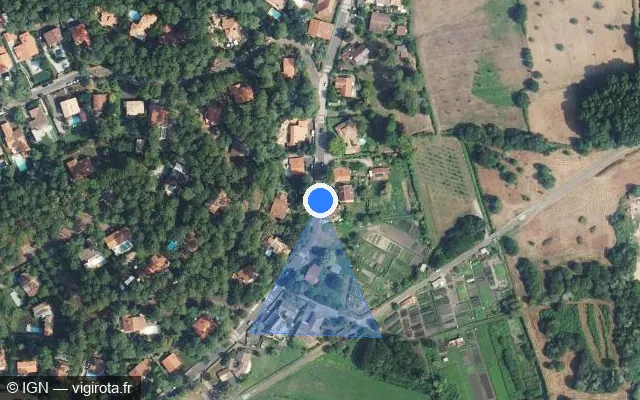 Vue satellite de l'emplacement du radar tourelle à Soorts-Hossegor sur Avenue de la Bécasse / D 418