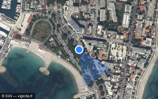 Vue satellite de l'emplacement du radar tourelle à Cannes sur Boulevard de la Croisette