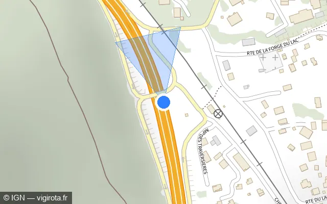Vue plan de l'emplacement du radar tourelle à Servoz sur N 205 / E 25 / La Route Blanche