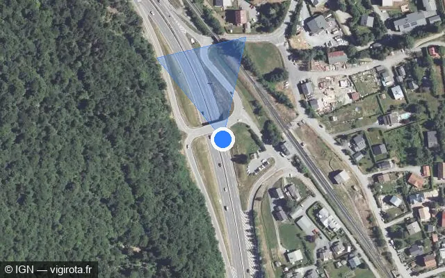 Vue satellite de l'emplacement du radar tourelle à Servoz sur N 205 / E 25 / La Route Blanche