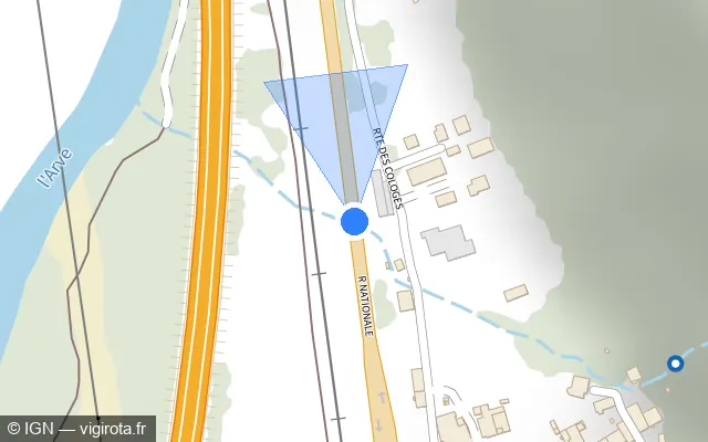 Vue plan de l'emplacement du radar tourelle à Magland sur Rue Nationale / D 1205