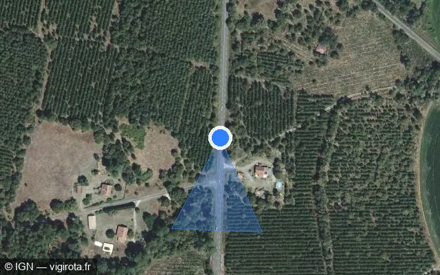 Vue satellite de l'emplacement du radar tourelle à Trensacq sur Route de Sabres / D 834