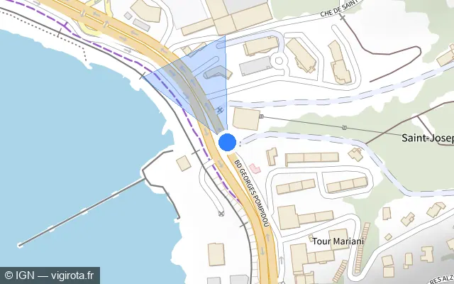 Vue plan de l'emplacement du radar tourelle à Ajaccio sur Boulevard Georges Pompidou / T 21