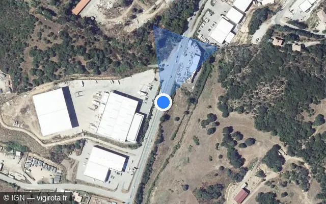 Vue satellite de l'emplacement du radar tourelle à Viggianello sur Route de Bonifacio / T 40