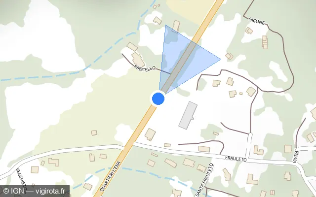 Vue plan de l'emplacement du radar tourelle à Figari sur Strada di Portivechju / D 859