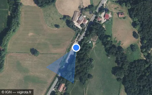 Vue satellite de l'emplacement du radar tourelle à Bustince-Iriberry sur Route de Bidegainea / D 933