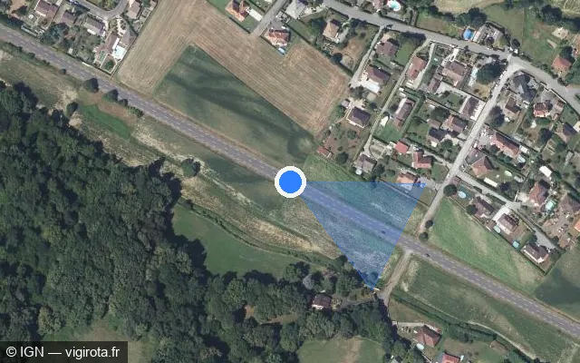 Vue satellite de l'emplacement du radar tourelle à Tarsacq sur D 2