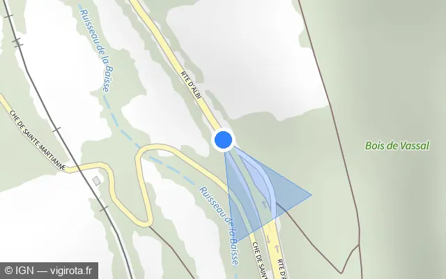 Vue plan de l'emplacement du radar tourelle à Le Garric sur Route d'Albi / D 988