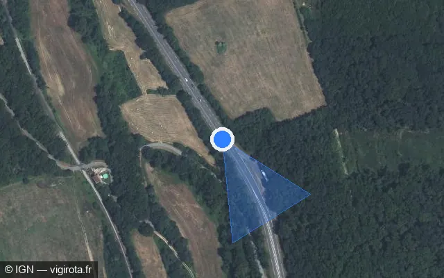 Vue satellite de l'emplacement du radar tourelle à Le Garric sur Route d'Albi / D 988