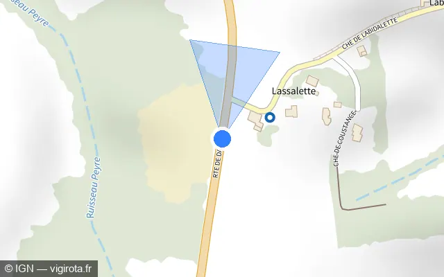 Vue plan de l'emplacement du radar tourelle à Saint-Boès sur Route de Dax / D 947