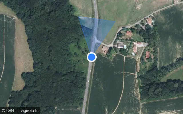 Vue satellite de l'emplacement du radar tourelle à Saint-Boès sur Route de Dax / D 947
