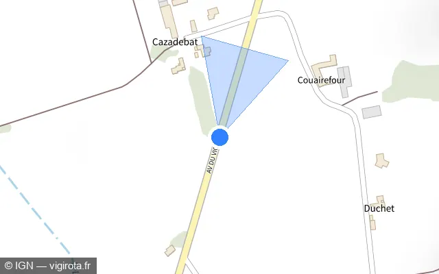 Vue plan de l'emplacement du radar tourelle à Monassut-Audiracq sur Avenue du Vic-Bilh / D 943