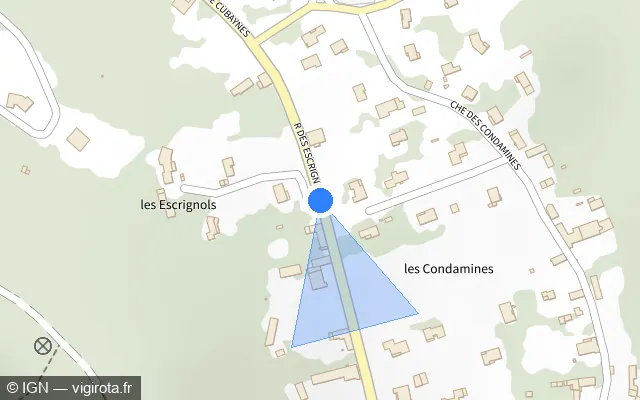 Vue plan de l'emplacement du radar tourelle à Mercuès sur Rue des Escrignols / D 8