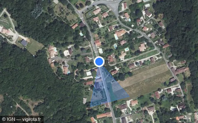 Vue satellite de l'emplacement du radar tourelle à Mercuès sur Rue des Escrignols / D 8