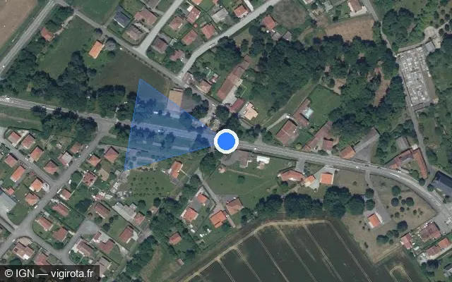 Vue satellite de l'emplacement du radar tourelle à Pinas sur D 817