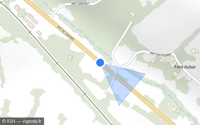 Vue plan de l'emplacement du radar tourelle à Camboulit sur Route de Cahors / D 802