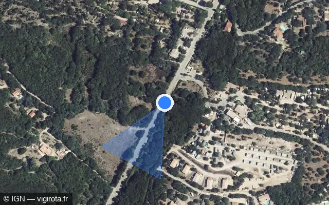 Vue satellite de l'emplacement du radar tourelle à Bonifacio sur T 10