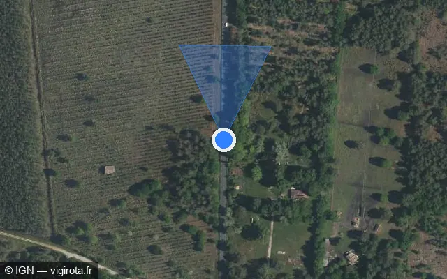Vue satellite de l'emplacement du radar tourelle à Hourtin sur D 3