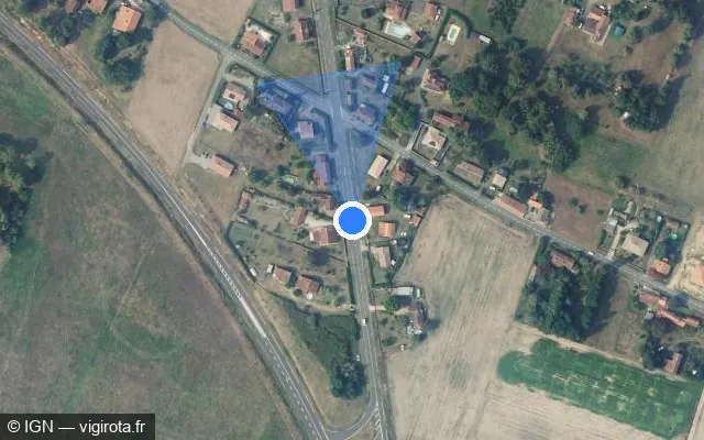 Vue satellite de l'emplacement du radar tourelle à Sarbazan sur Route de Pau / D 934N