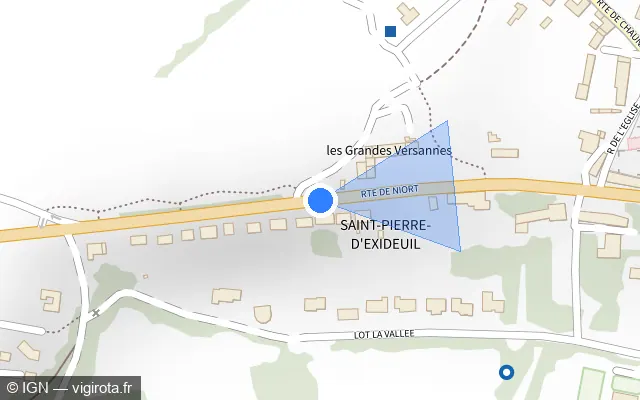 Vue plan de l'emplacement du radar tourelle à Saint-Pierre-d'Exideuil sur Route de Niort / D 148