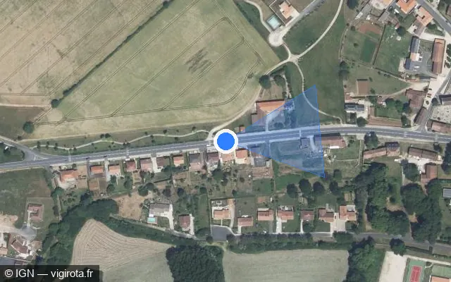 Vue satellite de l'emplacement du radar tourelle à Saint-Pierre-d'Exideuil sur Route de Niort / D 148