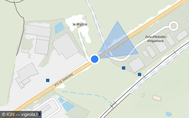 Vue plan de l'emplacement du radar tourelle à Orx sur Route de Maremne / D 810