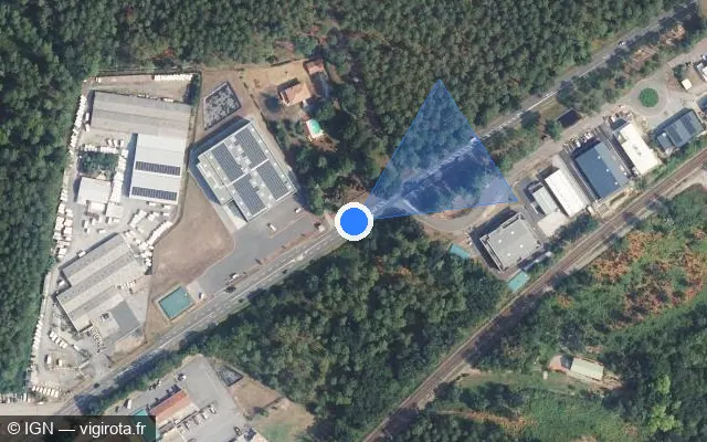 Vue satellite de l'emplacement du radar tourelle à Orx sur Route de Maremne / D 810