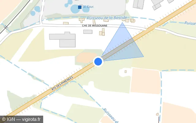 Vue plan de l'emplacement du radar tourelle à Nissan-lez-Enserune sur Route des Pyrénées / D 609
