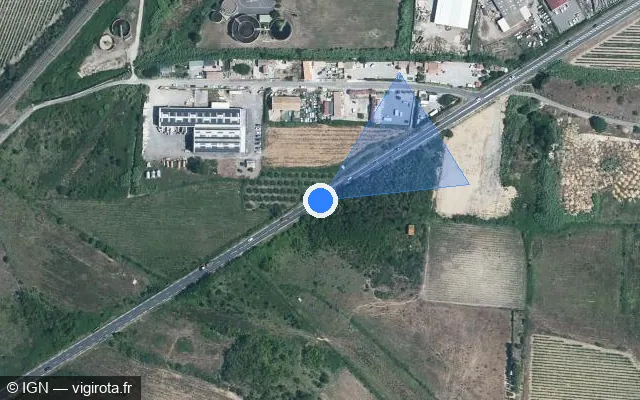 Vue satellite de l'emplacement du radar tourelle à Nissan-lez-Enserune sur Route des Pyrénées / D 609